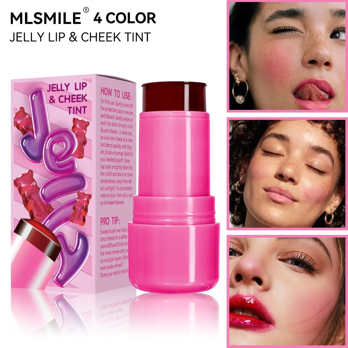 Jelly Blush Stick Lip & Cheek – Bouncy 2-in-1 Cream Tint with Buildable Watercolor Finish, Natural Highlighting & Contouring Pigmented Blush for Radiant Glow, Non-Sticky Long-Lasting